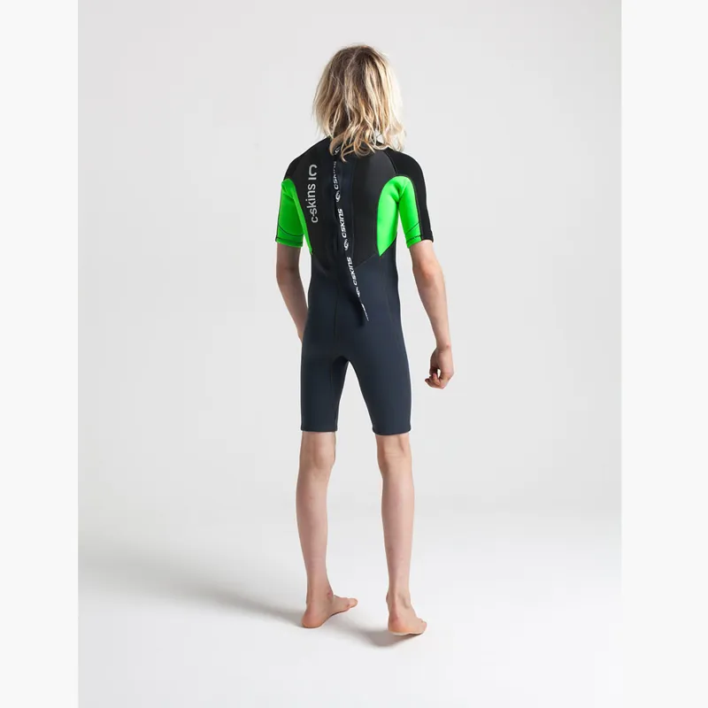 C-Skins Junior Element 3/2 Shorty Wetsuit Graphite/Green-5